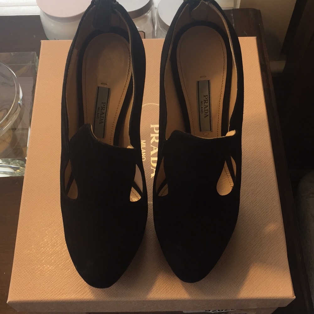 Prada Black Suede Booties